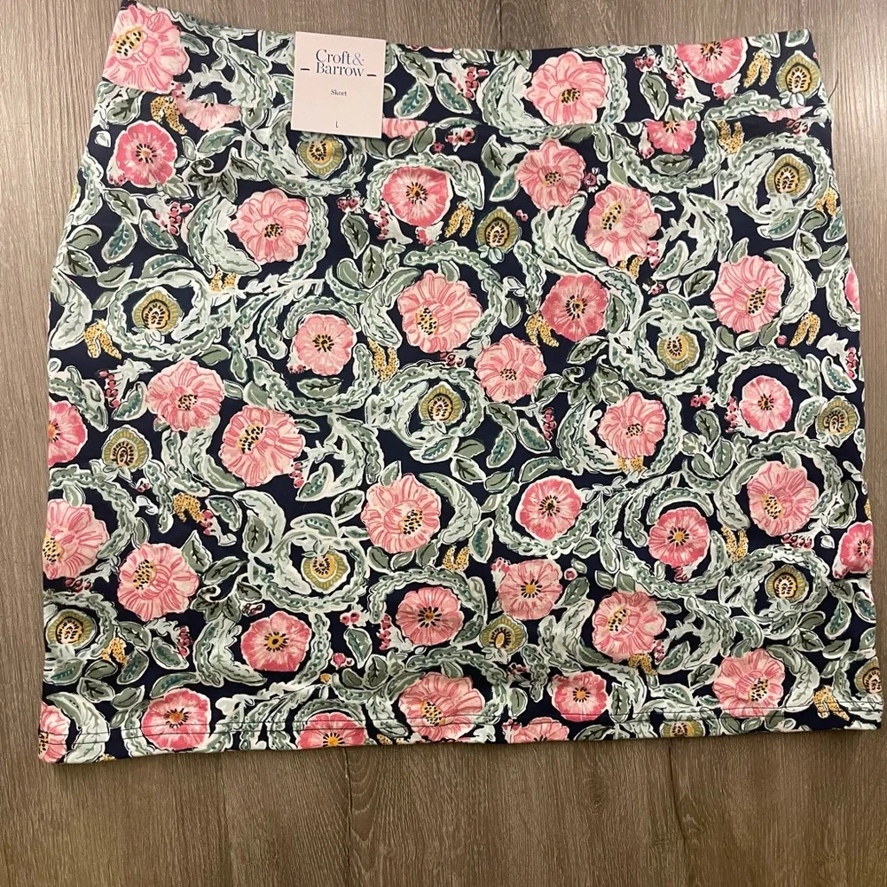 Croft & Barrow Floral Skort L Navy Pink - Picture 3 of 3